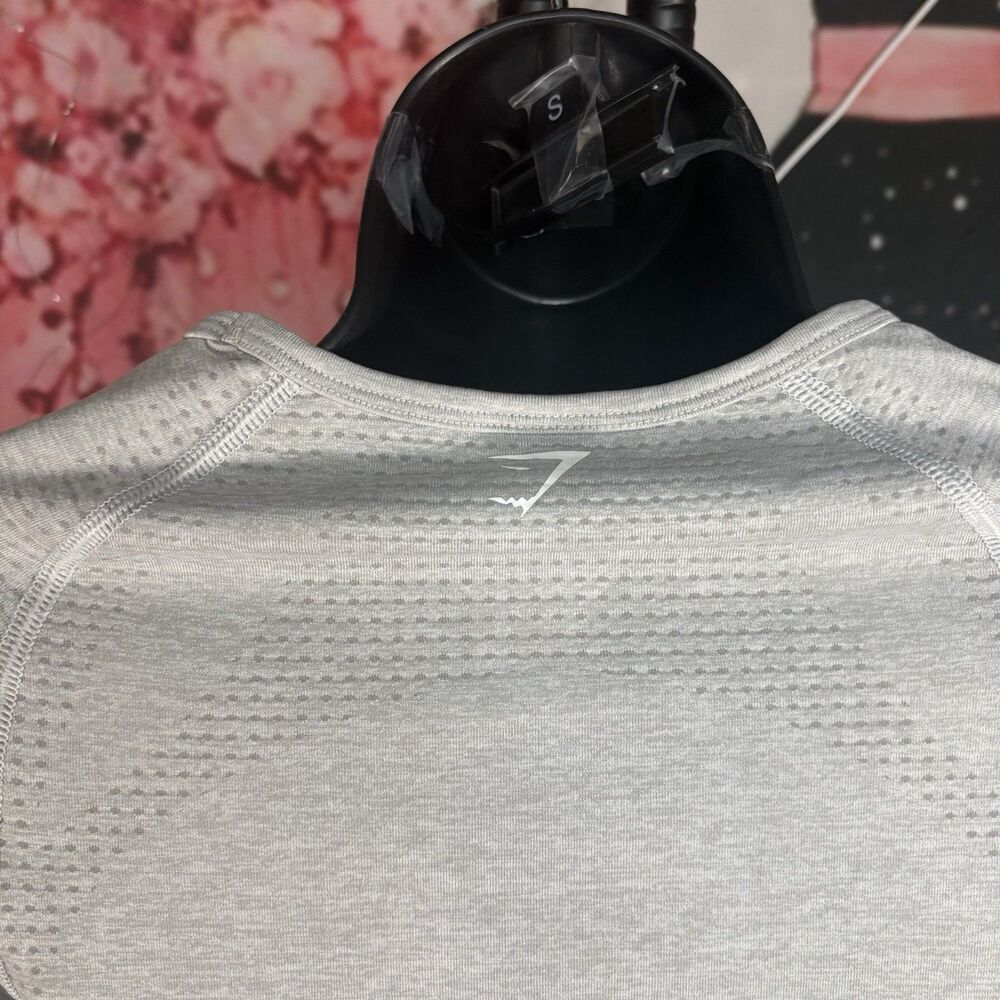 Gymshark Gray Seamless Long Sleeve Crop Athletic Top S - Picture 5 of 9